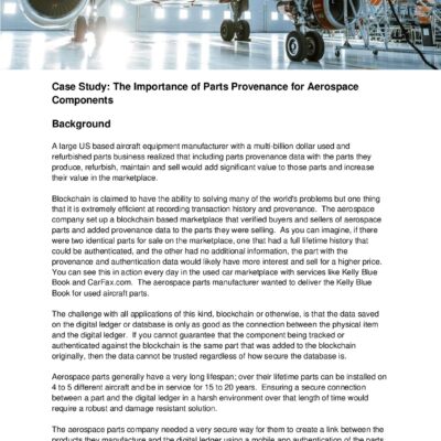 iTRACE Case Study - Aerospace Parts Provenance