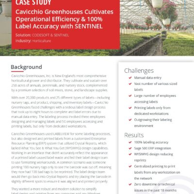 Teklynx Case Study - Cavicchio Greenhouse