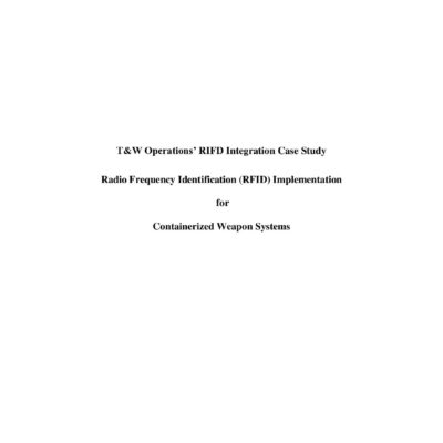 T&W Operations Case Study - Containerized Weapon Systems